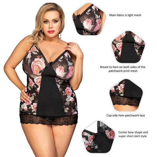 OY Floral Print Lace-Up Wireless Babydoll & Thong - Victoria's Attic