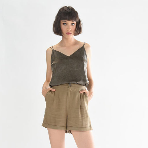 Molly B Linen Shorts Khaki - Victoria's Attic