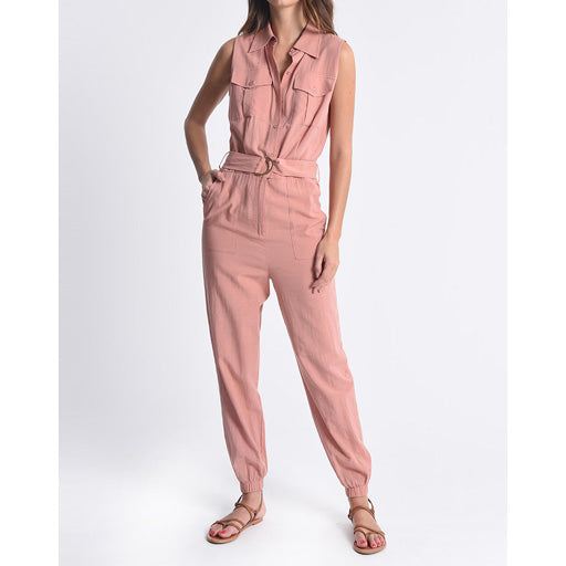Molly B Belted Jumpsuit Rosewood - Victoria's Attic