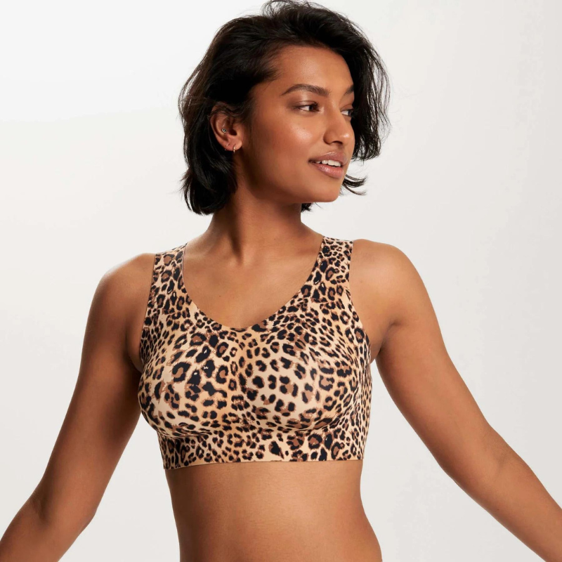 Thin leopard print plus size comfortable bra Adjustable shoulder