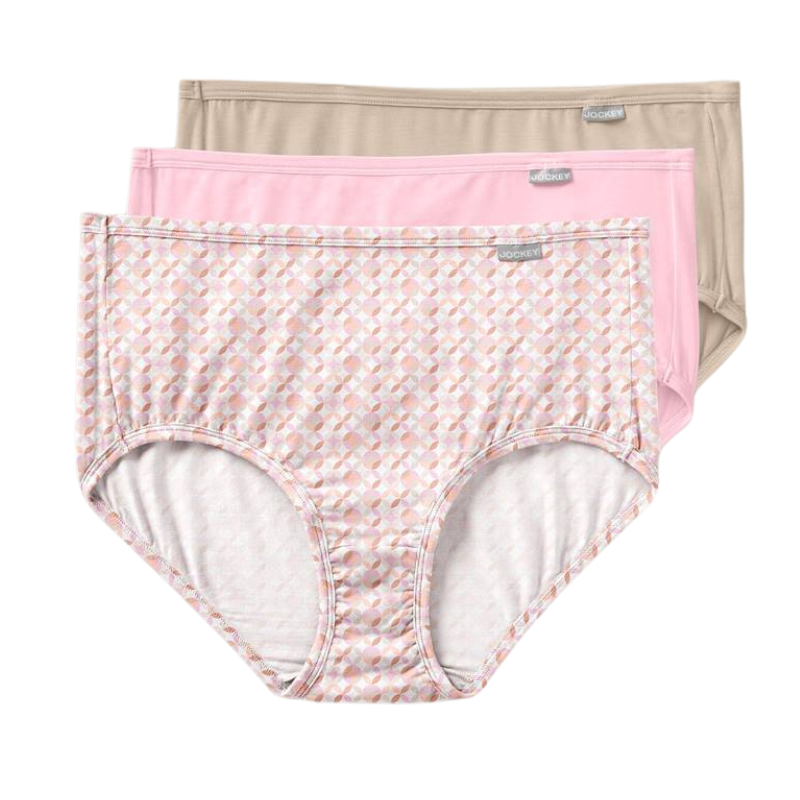 Jockey Supersoft Brief 3 Pack Pastel Pinwheel / Sand / Frosty Pink - Victoria's Attic