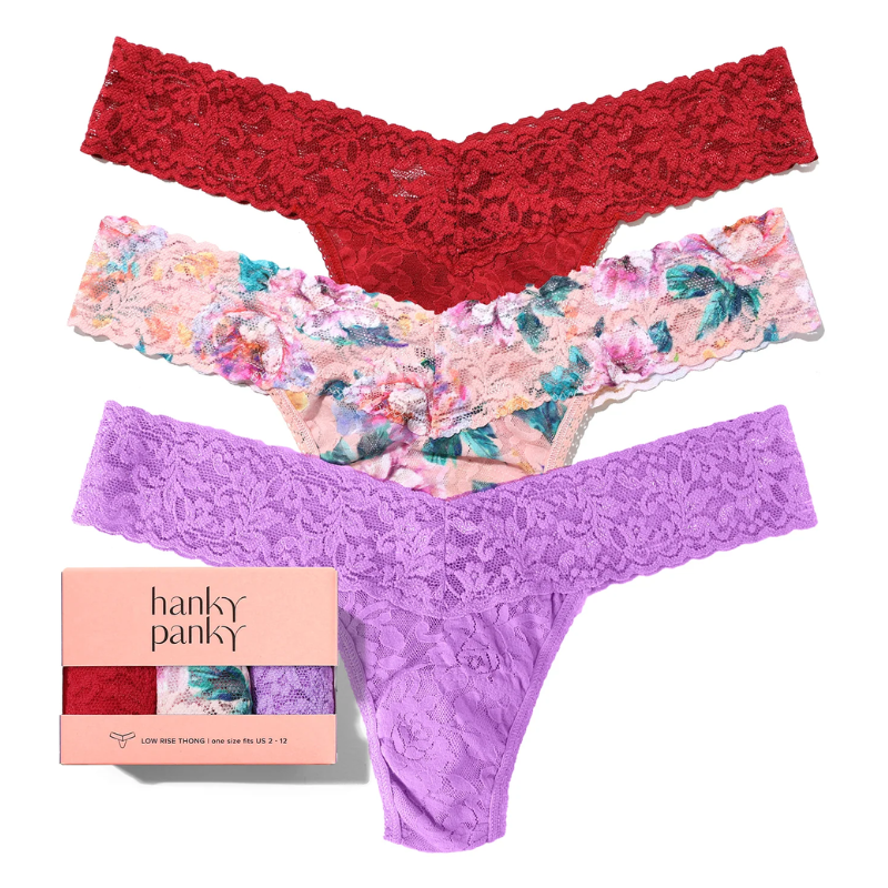 Hanky Panky 3 Pack Low Rise Thongs Buy Myself Flowers - Victoria's Attic