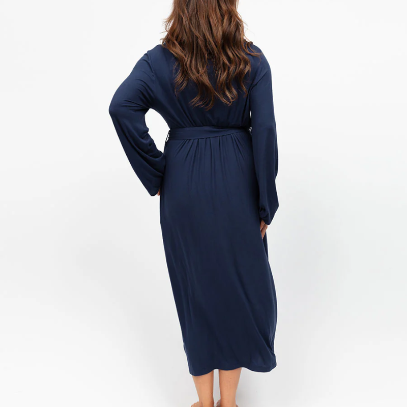 Cyberjammies Caroline Jersey Dressing Gown Navy Blue - Victoria's Attic