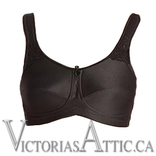 Pocketed Mastectomy Bra 'Mona' by Amoena - Non-Wired Soft Cup Bra - BLACK