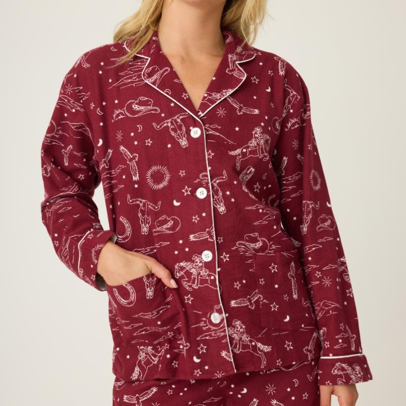 PJ Salvage Flannel Hold Your Horses Western Set - Victoria's Attic