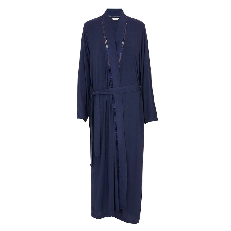 Cyberjammies Caroline Jersey Dressing Gown Navy Blue - Victoria's Attic