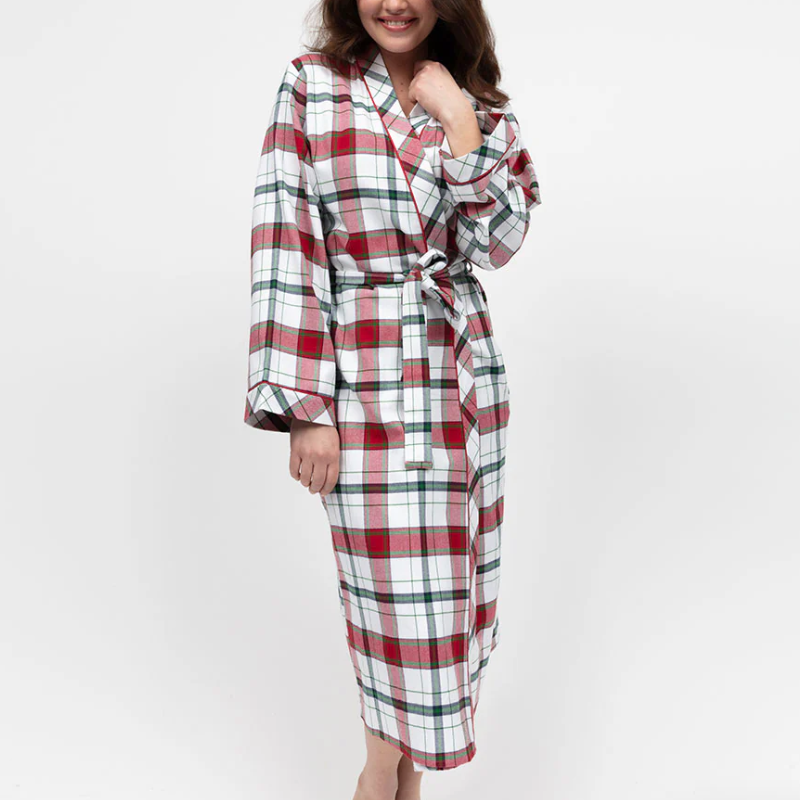Blaze Brushed Check Long Robe - Victoria's Attic