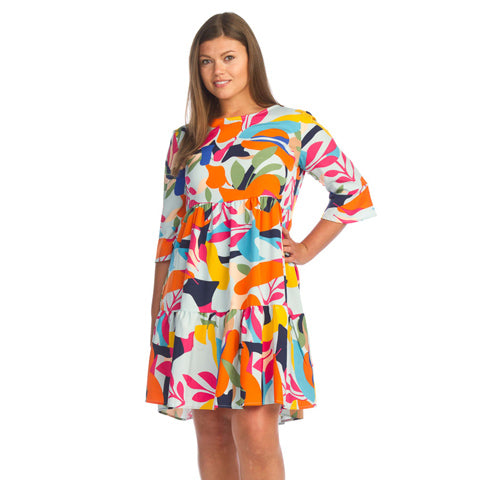 Papillon Abstract Tiered Dress With Ruffles - Victoria's Attic