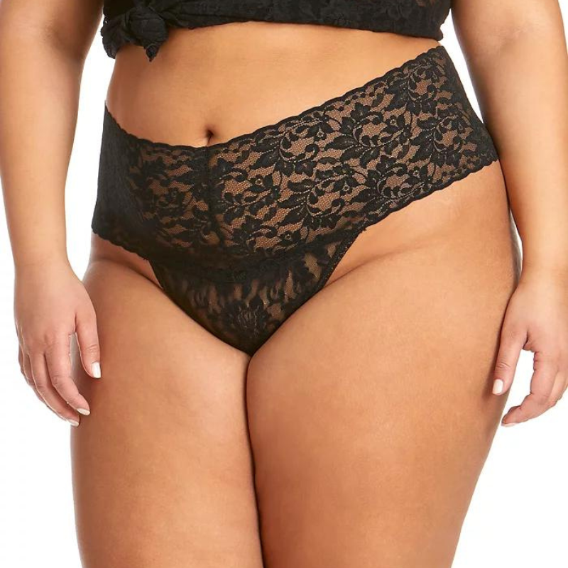 Hanky Panky Retro Lace Thong Plus Black - Victoria's Attic