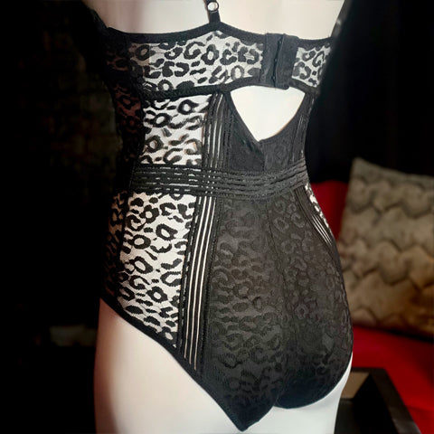 Dolce Vita Leopard Lace Bodysuit Black - Victoria's Attic