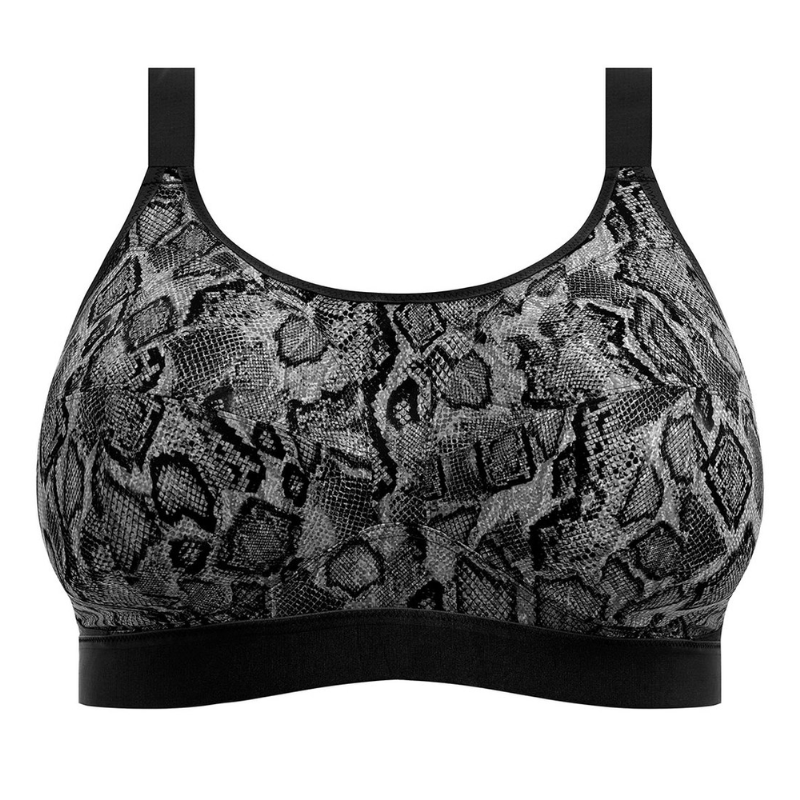 Snake Python Bra Top Goddess Sport Wireless Sports Bra Black Snake