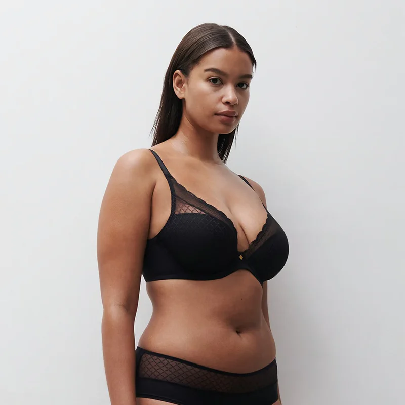 Chantelle Norah Chic Plunge T Shirt Bra Black - Victoria's Attic