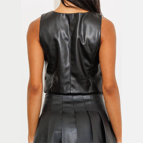 Vibrant MIU Vegan Luxe Vest Black - Victoria's Attic