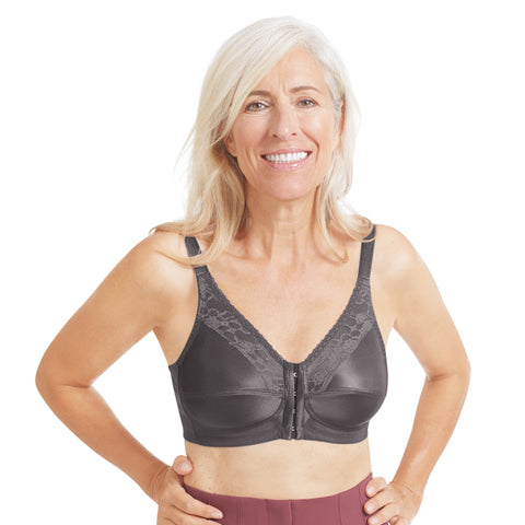 Front Close Mastectomy Bra with Modern Lace (Sister) 1105263-S -  1122506-F2:PANTONE Frost Gray:46D