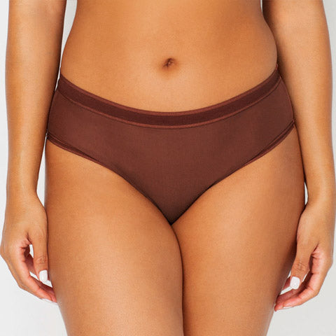 Curvy Couture Sheer Mesh High Cut Brief Chocolate - Victoria's Attic
