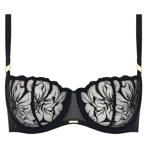 Black Floral Bra 90s Victoria's Secret Demi Bra Lingerie Lace