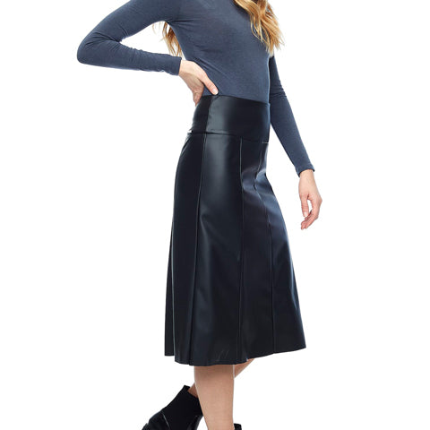 ILTM Gal Vegan Leather Midi Skirt Black - Victoria's Attic
