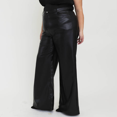Vibrant MIU Wide Leather Pants Plus - Victoria's Attic
