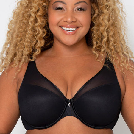 Plus Size - Black Mesh & Red Cherry Heart Embroidered Push-Up