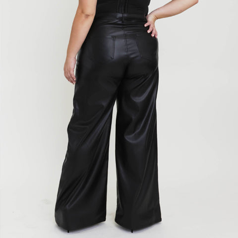 Vibrant MIU Wide Leather Pants Plus - Victoria's Attic