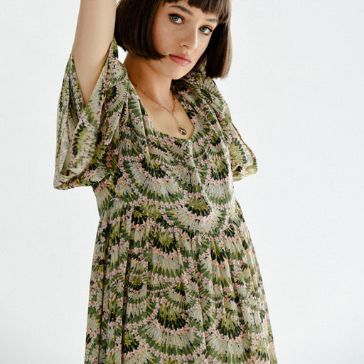 Molly B Long Square Neck Dress Khaki Papeete - Victoria's Attic