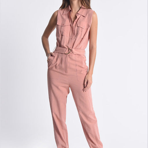 Molly B Belted Jumpsuit Rosewood - Victoria's Attic
