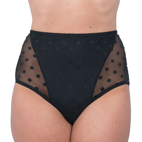 Fit Fully Yours Carmen Polka Dot High Rise Brief Black - Victoria's Attic