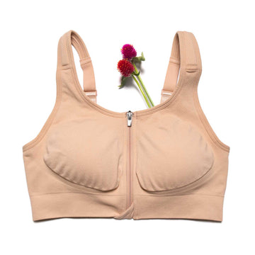 Mastectomy Bra Pocket Bra Silicone Breast Full-Freedom Front Zipper Comfort  Bra Wearing Comfort Helps to Take Weight,Flesh,L : : Clothing,  Shoes & Accessories