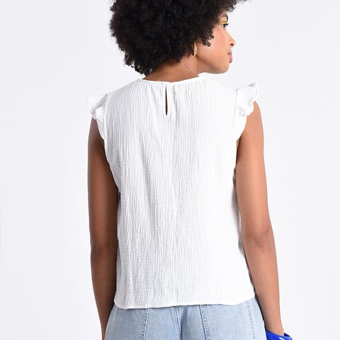 Molly B Front Knotted Top White - Victoria's Attic