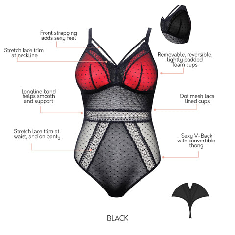 Parfait Mia Dot Bodysuit Black - Victoria's Attic