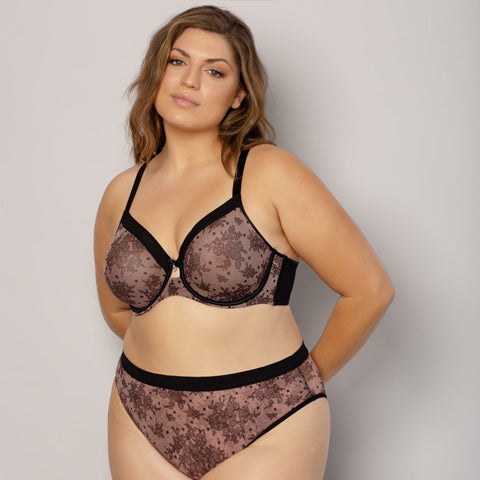 Curvy Couture Women's Plus Size Sheer Mesh Full Coverage Unlined