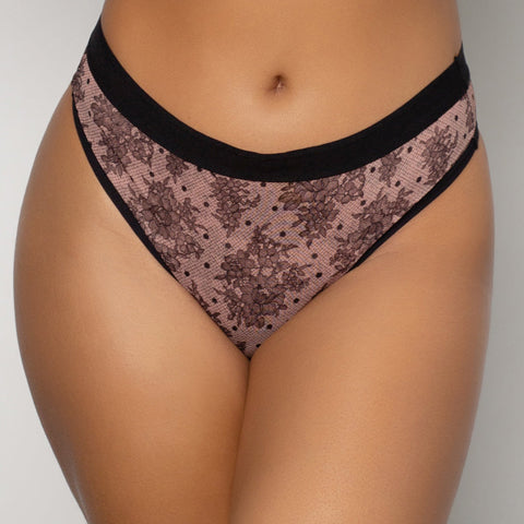 Curvy Couture Sheer Mesh Thong Chantilly - Victoria's Attic