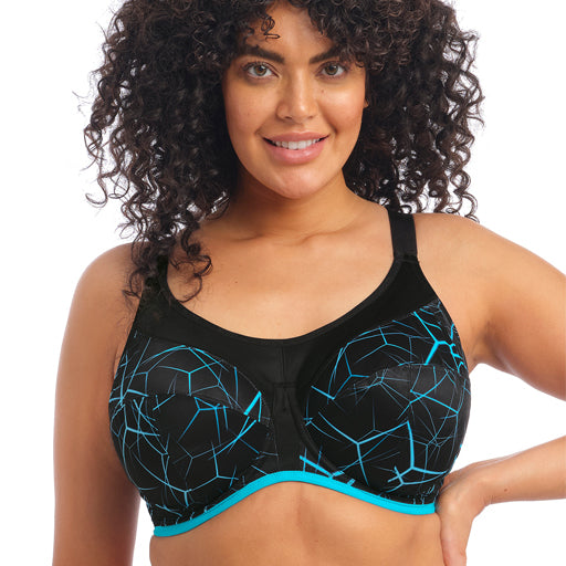 Elomi Energise J-Hook Underwire Sports Bra (8041),36F,White at   Women's Clothing store