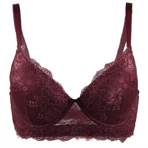 OY Lace Overlay  Longline T Shirt Bra Wine - Victoria's Attic